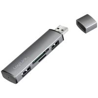 LogiLink UA0394 USB 3.2 Gen 2-hub Met aluminium behuizing, Met ingebouwde SD-kaartlezer, Met status-LEDs Spacegrijs