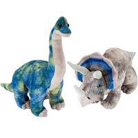 Setje van 2x dinosaurus knuffels Triceratops en Brachiosaurus van 25 cm - thumbnail