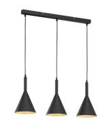 Fischer & Honsel 3-lichts zwarte hanglamp Senja 60649