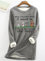 Women's Love Dogs Fleece Casual Sweatshirt - thumbnail