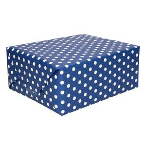 5x stuks inpakpapier/cadeaupapier blauw met witte stippen 200 x 70 cm rol