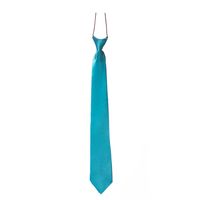 Carnaval verkleed accessoires stropdas zijdeglans - turquoise blauw - polyester - heren/dames