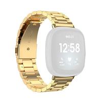 By Qubix - Compatible met Fitbit Versa 3/4 & Sense 1/2 metalen schakelbandje - Goud - Compatible fitbit bandje