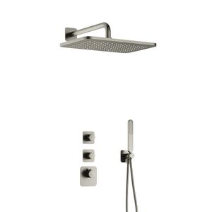 Hotbath Gal IBS40GNP High Flow inbouwdouche met 27x40cm hoofddouche geborsteld nikkel PVD