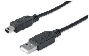 Manhattan USB-kabel USB 2.0 USB-A stekker, USB-mini-B stekker 1.80 m Zwart Vergulde steekcontacten, UL gecertificeerd 333375-CG