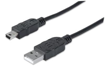 Manhattan USB-kabel USB 2.0 USB-A stekker, USB-mini-B stekker 1.80 m Zwart Vergulde steekcontacten, UL gecertificeerd 333375-CG