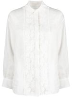 ZIMMERMANN chemise Raie à empiècements en dentelle - Blanc