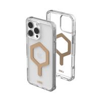 URBAN ARMOR GEAR Plyo MS Case compatibel met Apple iPhone 16 Pro Max Case (Draadloos / Magnetisch opladen compatibel, Crash-proof Air-Soft hoeken, Opstaande rand) ijs (transparant) / goud