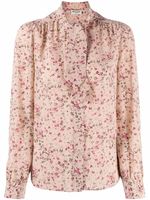 Saint Laurent blouse fleurie à col lavallière - Rose