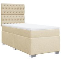 vidaXL Boxspring met matras stof crèmekleurig 90x190 cm