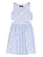 Versace Kids robe évasée à rayures - Bleu