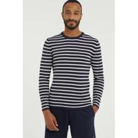 ESPRIT Men Casual gestreepte fijngebreide trui van biologisch katoen donkerblauw/wit