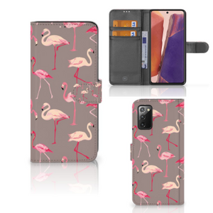 Samsung Galaxy Note 20 Telefoonhoesje met Pasjes Flamingo