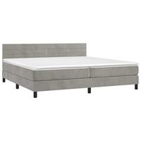 vidaXL Boxspring met matras en LED fluweel lichtgrijs 200x200 cm