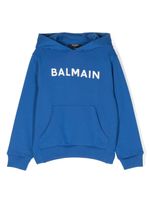 Balmain Kids hoodie en coton à logo imprimé - Bleu - thumbnail