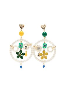 Amir Slama boucles d'oreilles serties de perles artificielles - Blanc