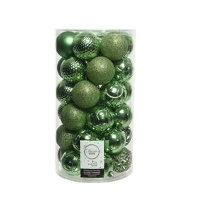 37x stuks kunststof kerstballen groen 6 cm glans/mat/glitter mix   -