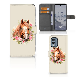 Telefoonhoesje met Pasjes voor Nokia X30 Paard