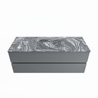 MONDIAZ VICA-DLUX 130cm badmeubel onderkast Plata 2 lades. Inbouw wastafel CLOUD midden zonder kraangat, kleur Lava. - thumbnail