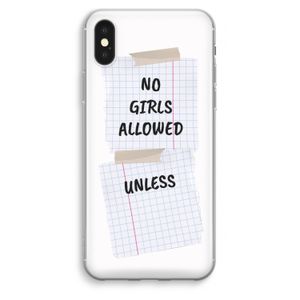 No Girls Allowed Unless: iPhone XS Max Transparant Hoesje