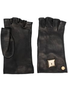 Philipp Plein gants à détails de clous - Noir