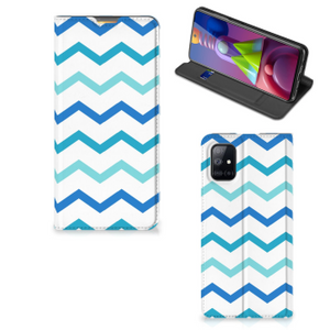 Samsung Galaxy M51 Hoesje met Magneet Zigzag Blauw