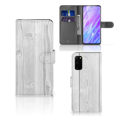 Samsung Galaxy S20 Book Style Case White Wood