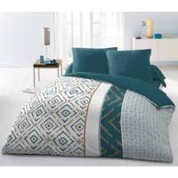 HOME LINGE PASSION - Dekbedovertrek Microfiber ETHNO 220x240cm en 2 kussenslopen 63x63cm Duck Blue