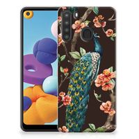 Samsung Galaxy A21 TPU Hoesje Pauw met Bloemen