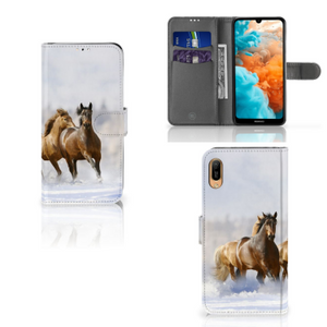 Huawei Y6 (2019) Telefoonhoesje met Pasjes Paarden