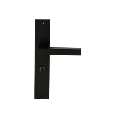 Hardbrass Deurkruk Geneve op rechthoekig langschild WC63/8mm - zwart Hardbrass Deurkruk Geneve op rechthoekig langschild WC63/8mm - zwart