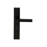 Hardbrass Deurkruk Geneve op rechthoekig langschild WC63/8mm - zwart