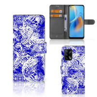 Telefoonhoesje met Naam OPPO A74 4G Angel Skull Blauw - thumbnail