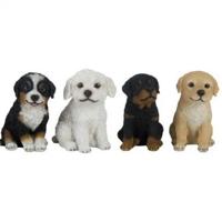 1 zittende puppy van hars met verhoogde oren, verschillende tuinbeelden