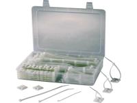 TRU COMPONENTS EPR-350 Assortiment kabelbinders 100 x 2,5 mm, 142 x 3,2 mm, 190 x 4,8 mm Helder Met kleefsokkel 1 set(s)
