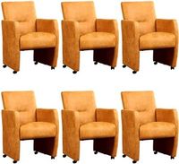 Set van 6 Cognac leren moderne eetkamerfauteuils Pleasure - Kenia Leer Cognac (cognac leer) - thumbnail