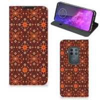 Motorola One Zoom Hoesje met Magneet Batik Brown - thumbnail