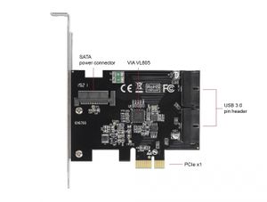 Delock 90387 PCI Express x1-kaart naar 2 x interne USB 3.0-pins header