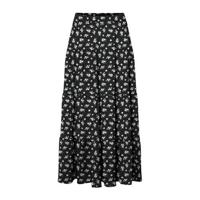 VERO MODA gebloemde rok VMSAGA van gerecycled polyester zwart