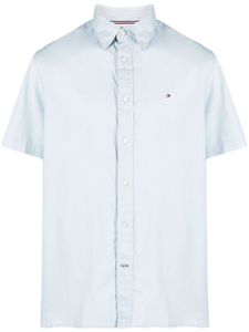 Tommy Hilfiger logo-embroidered poplin shirt - Bleu