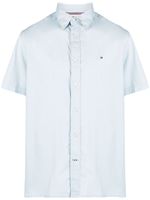 Tommy Hilfiger logo-embroidered poplin shirt - Bleu