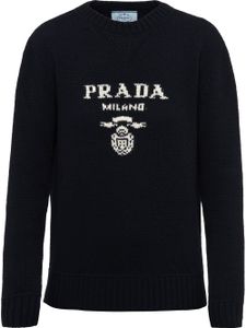 Prada pull à logo en intarsia - Bleu