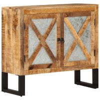 Dressoir 80x30x71 cm massief ruw mangohout en metaal - thumbnail