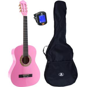 LaPaz 002 PI klassieke gitaar 3/4-formaat roze + gigbag + stemapparaat