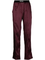 TOM FORD pantalon satiné à taille à logo - Rouge - thumbnail