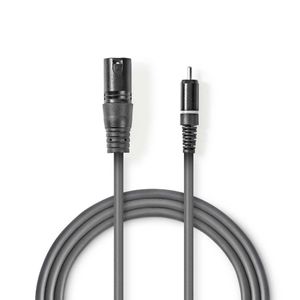 Nedis COTH15205GY30 Xlr-audiokabel Xlr 3-pins Male - Rca Male 3,0 M Grijs