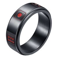 Stalen mannen ring Dobbelsteen spinner Zwart Rood-19mm - thumbnail