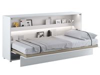 Opklapbed CONCEPTION PRO 90x200 cm wit/glanzend wit (horizontaal) met matras - thumbnail