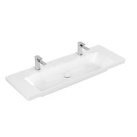 Wastafel Villeroy & Boch Subway 3.0 Met CeramicPlus 2 Kraangaten Zonder Overloop 130x47x16.5 cm Wit Alpin - thumbnail