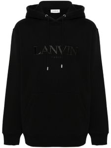 Lanvin embroidered-logo cotton hoodie - Noir